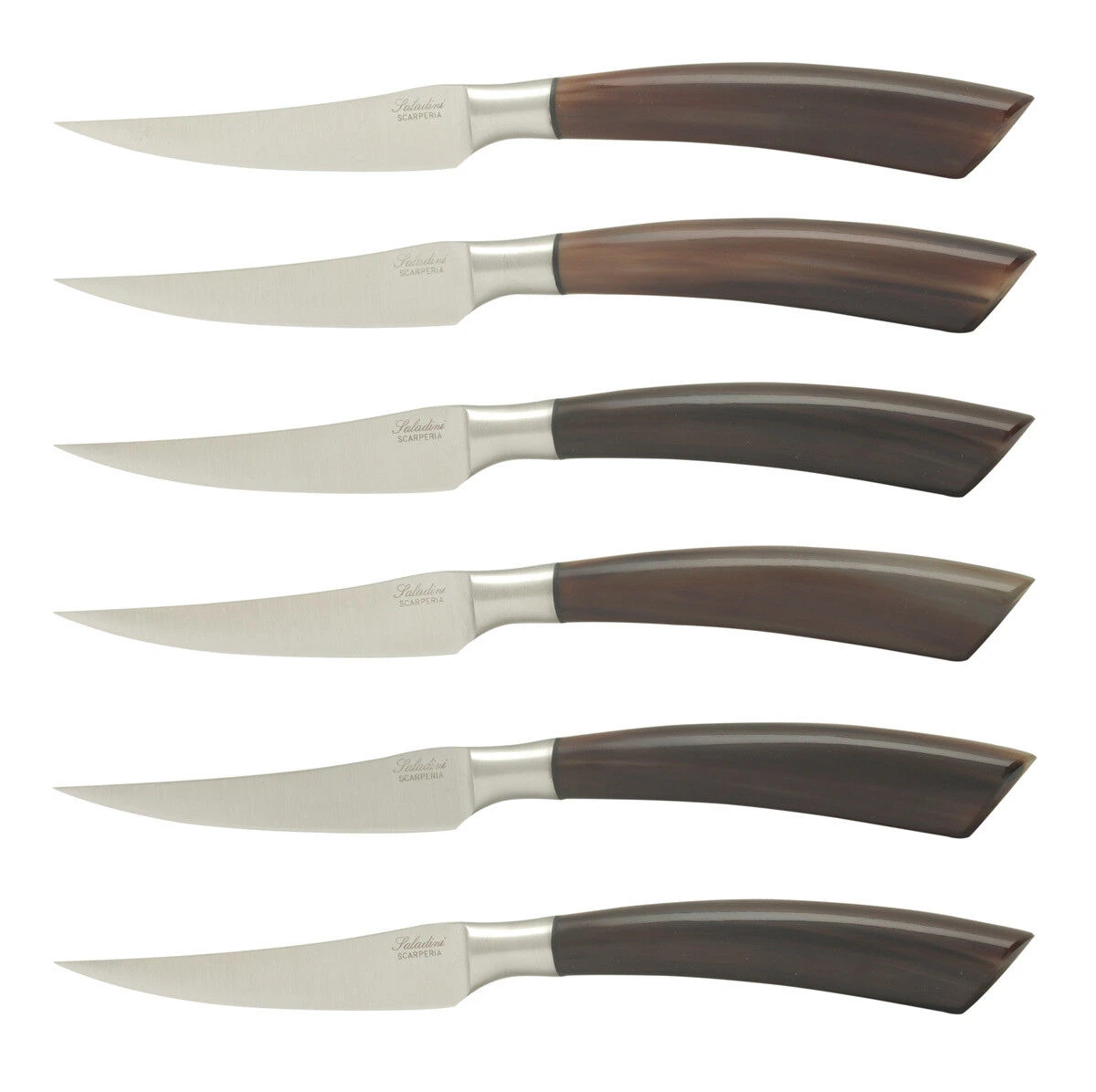 Saladini Steakmes 10 Cm Ossenhoorn 6 Stuks