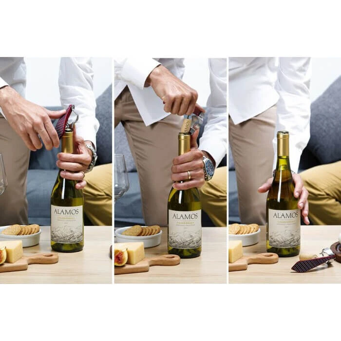 Peleg Bottle Tie Kurkentrekker Wijnglazenpatroon 11,5 Cm Rvs Rood - Image 4