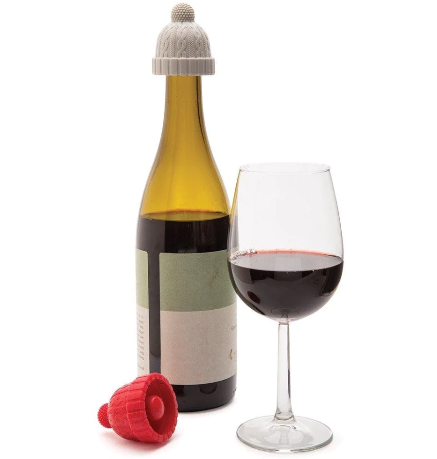 Monkey Business Beanie Wijnstop Silicone Rood En Grijs - Image 2